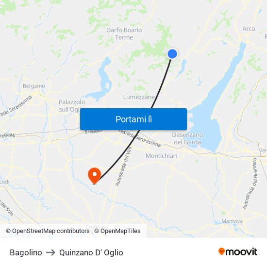 Bagolino to Quinzano D' Oglio map