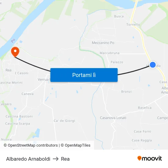 Albaredo Arnaboldi to Rea map