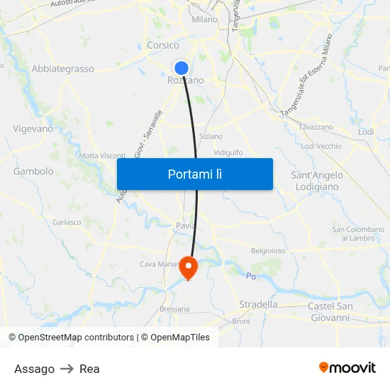 Assago to Rea map