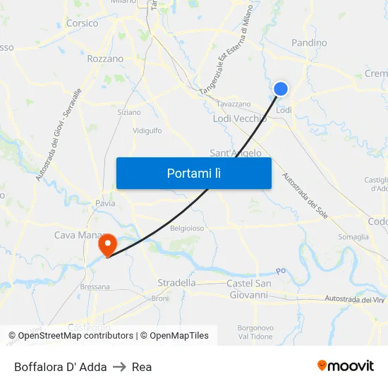 Boffalora D' Adda to Rea map