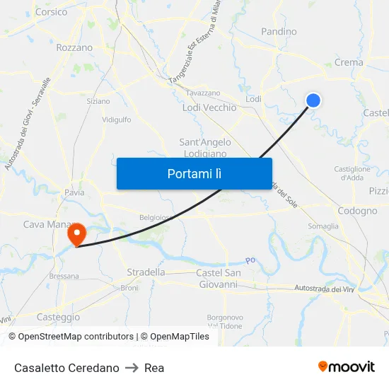 Casaletto Ceredano to Rea map