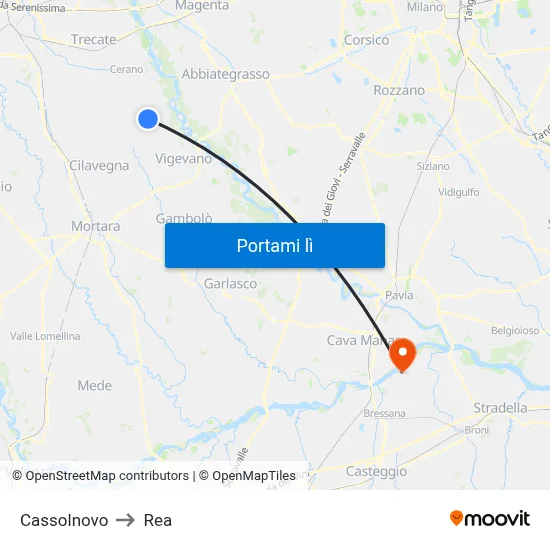 Cassolnovo to Rea map