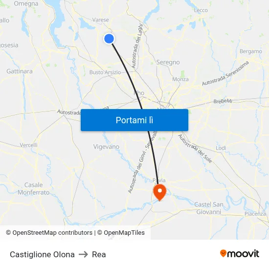 Castiglione Olona to Rea map