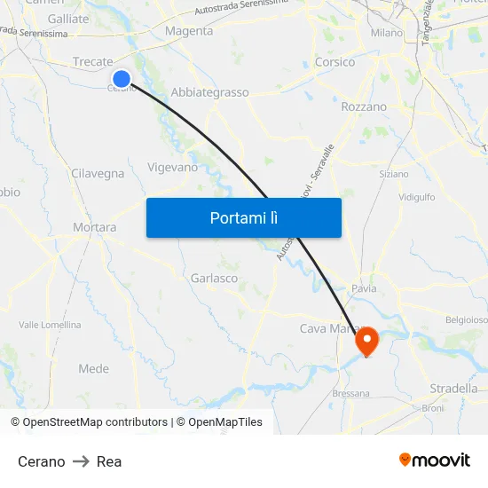 Cerano to Rea map