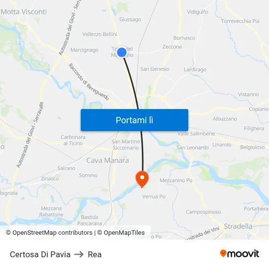Certosa Di Pavia to Rea map