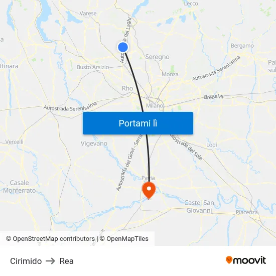 Cirimido to Rea map