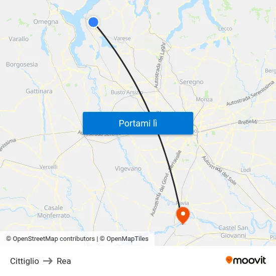 Cittiglio to Rea map