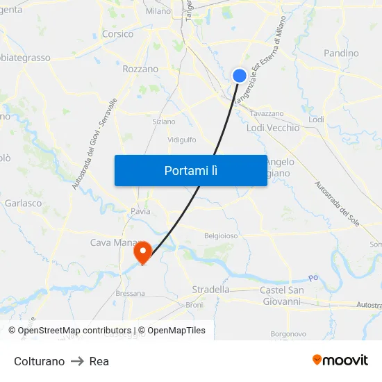 Colturano to Rea map