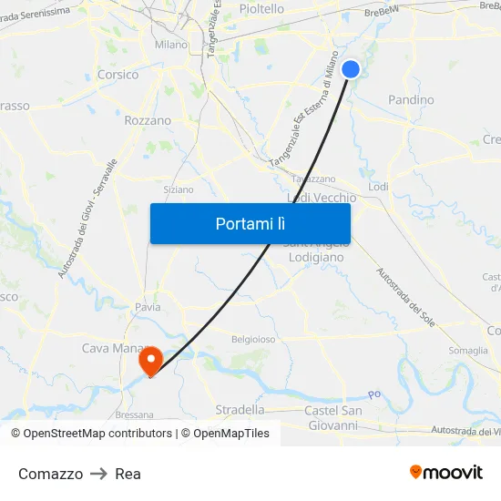 Comazzo to Rea map