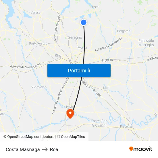 Costa Masnaga to Rea map