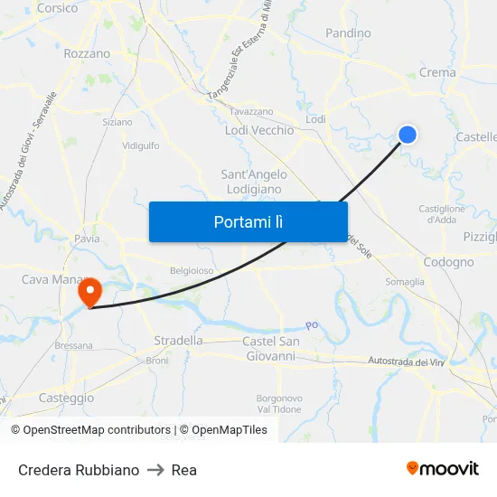 Credera Rubbiano to Rea map
