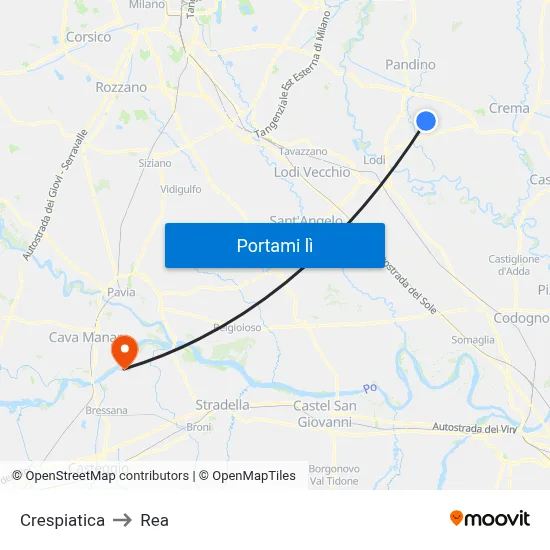 Crespiatica to Rea map