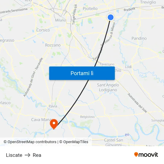 Liscate to Rea map