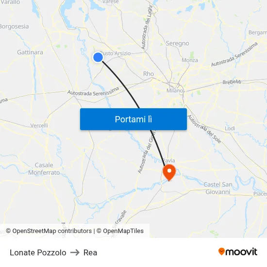 Lonate Pozzolo to Rea map