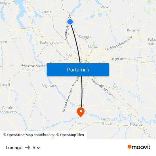 Luisago to Rea map
