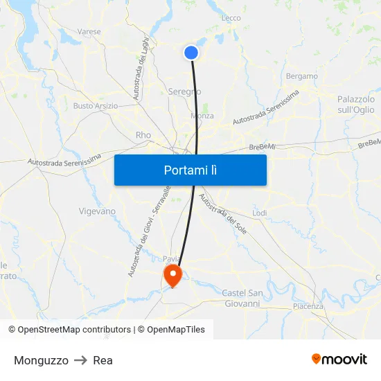 Monguzzo to Rea map