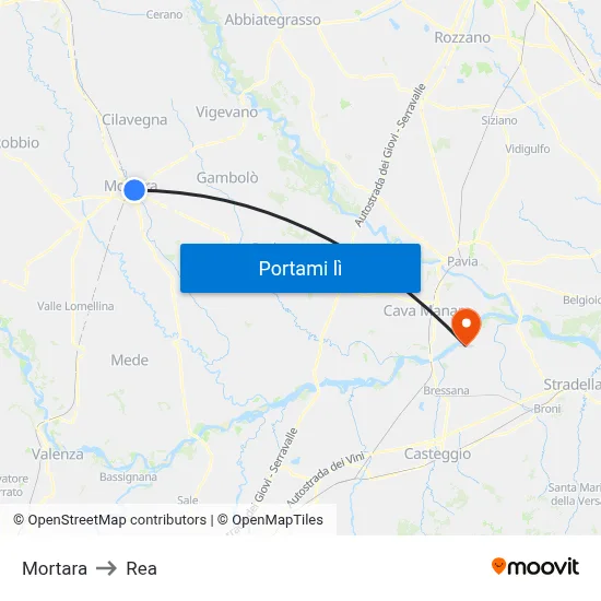 Mortara to Rea map