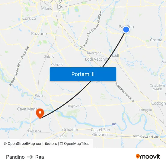 Pandino to Rea map