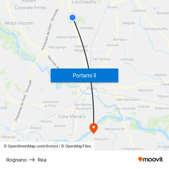 Rognano to Rea map