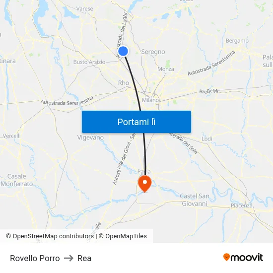 Rovello Porro to Rea map