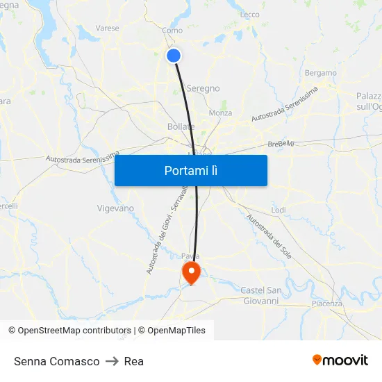 Senna Comasco to Rea map