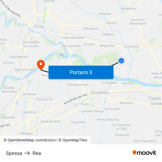 Spessa to Rea map