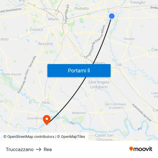 Truccazzano to Rea map