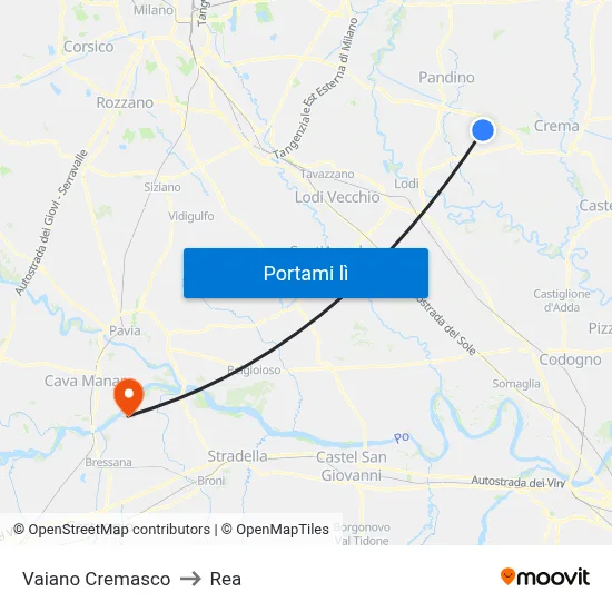 Vaiano Cremasco to Rea map