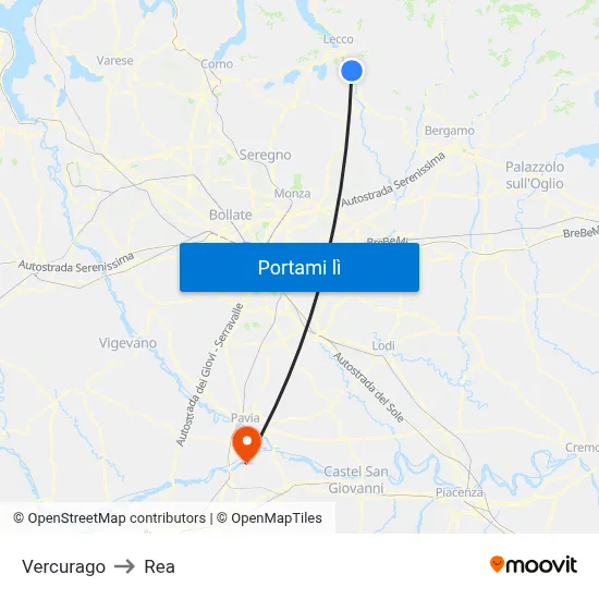 Vercurago to Rea map