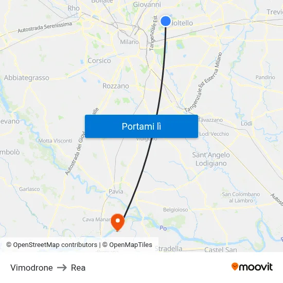 Vimodrone to Rea map