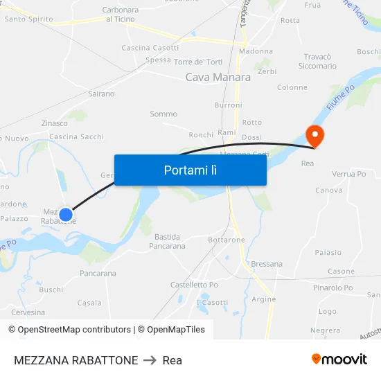 MEZZANA RABATTONE to Rea map