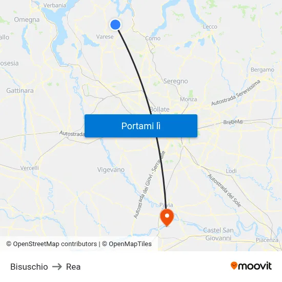 Bisuschio to Rea map