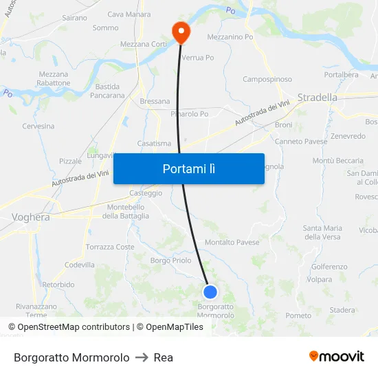 Borgoratto Mormorolo to Rea map