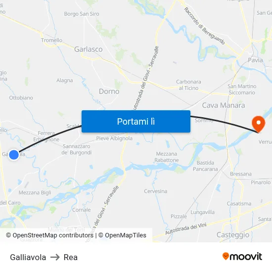 Galliavola to Rea map