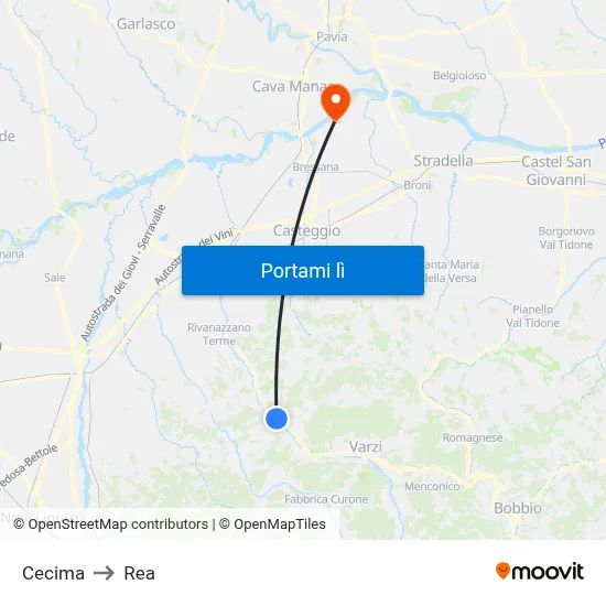 Cecima to Rea map