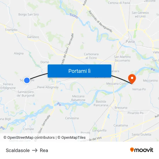 Scaldasole to Rea map