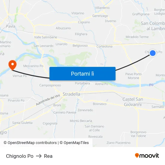 Chignolo Po to Rea map