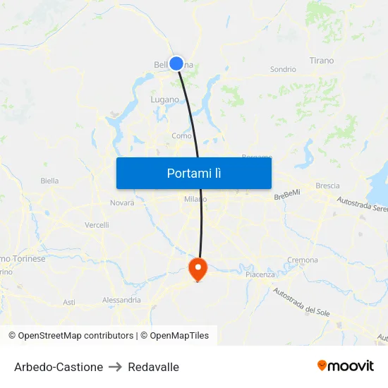 Arbedo-Castione to Redavalle map