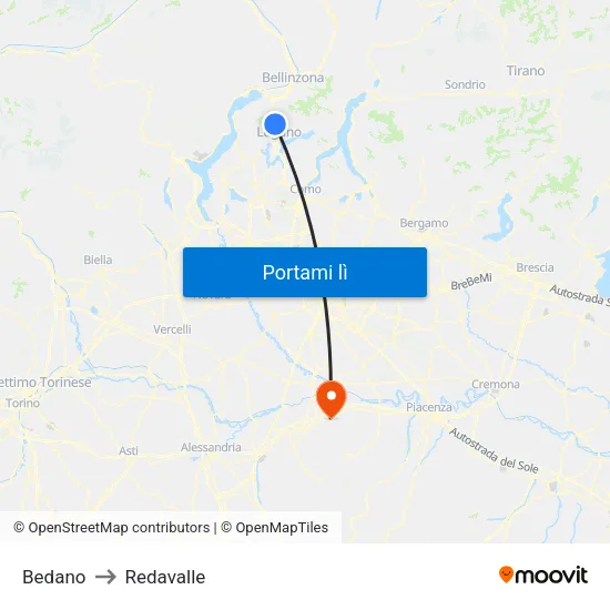 Bedano to Redavalle map
