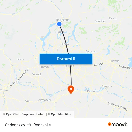 Cadenazzo to Redavalle map