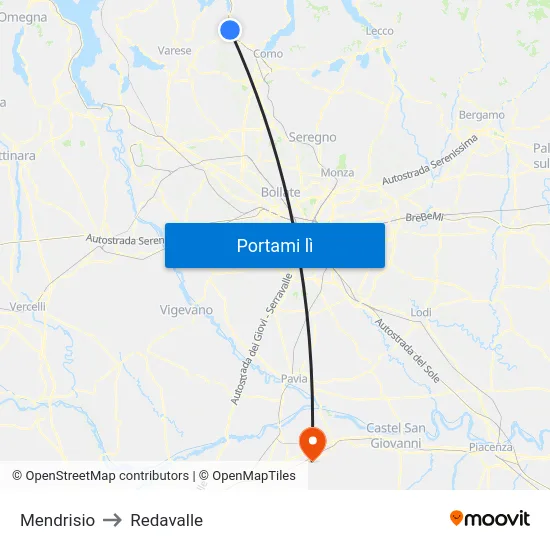 Mendrisio to Redavalle map