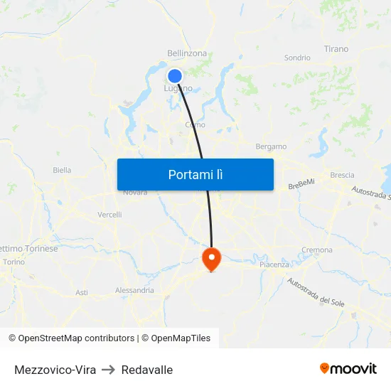 Mezzovico-Vira to Redavalle map