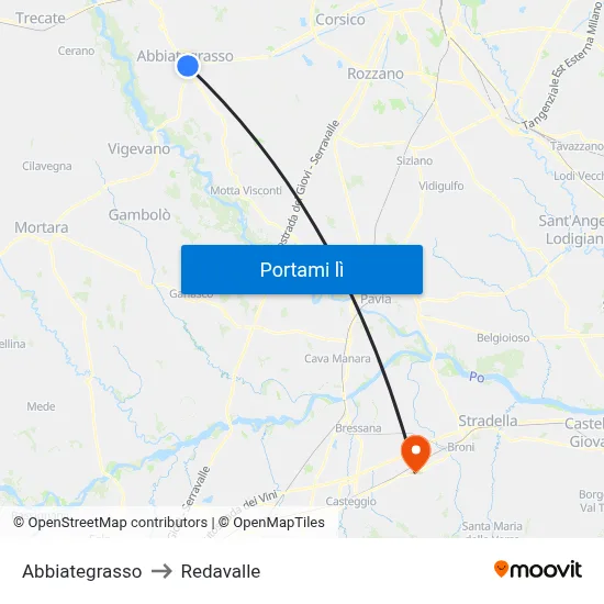Abbiategrasso to Redavalle map