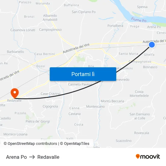 Arena Po to Redavalle map