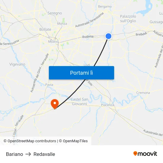 Bariano to Redavalle map
