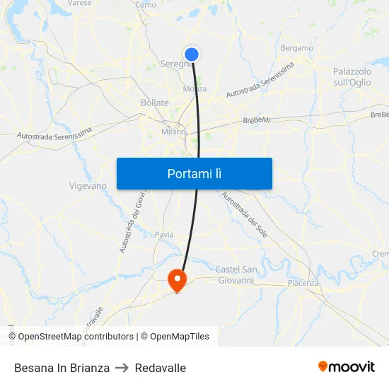 Besana In Brianza to Redavalle map