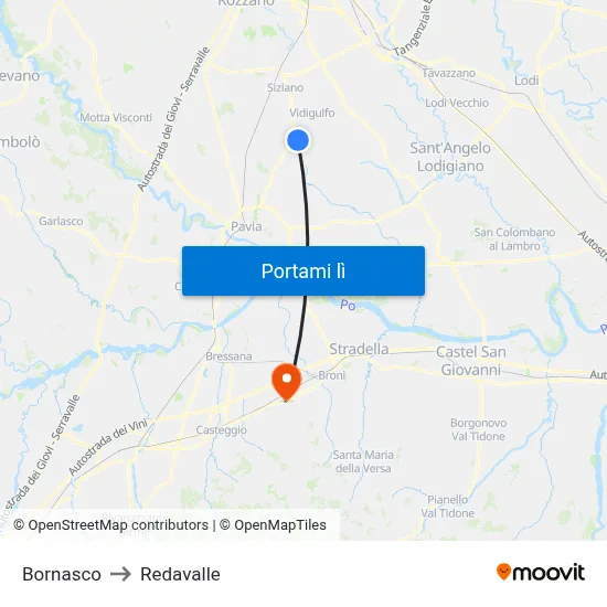 Bornasco to Redavalle map