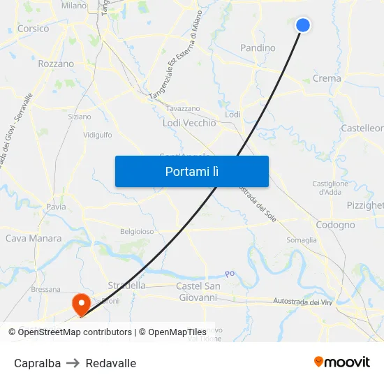 Capralba to Redavalle map