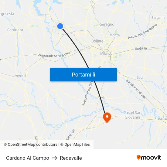 Cardano Al Campo to Redavalle map