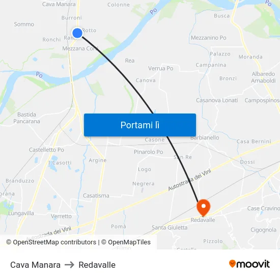 Cava Manara to Redavalle map